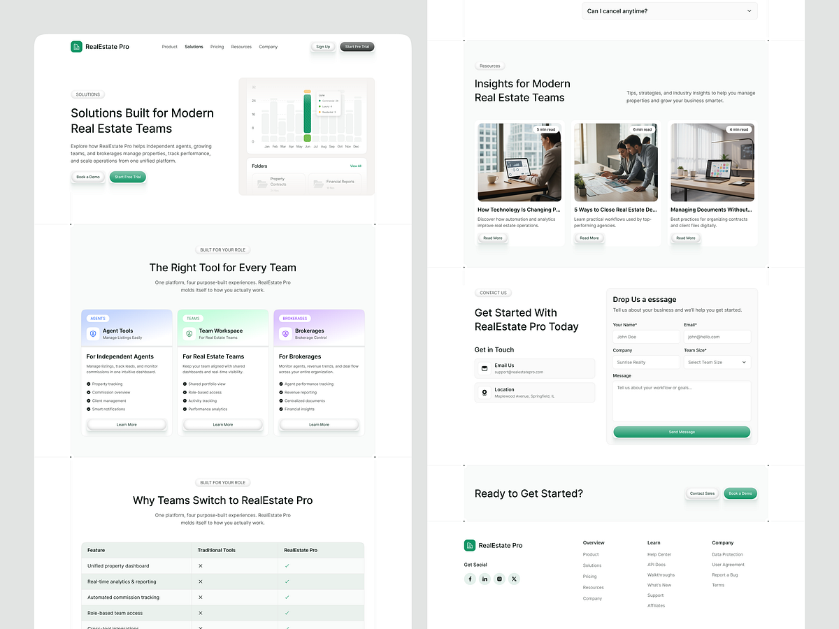 Solutions Page for Modern Real Estate SaaS Website