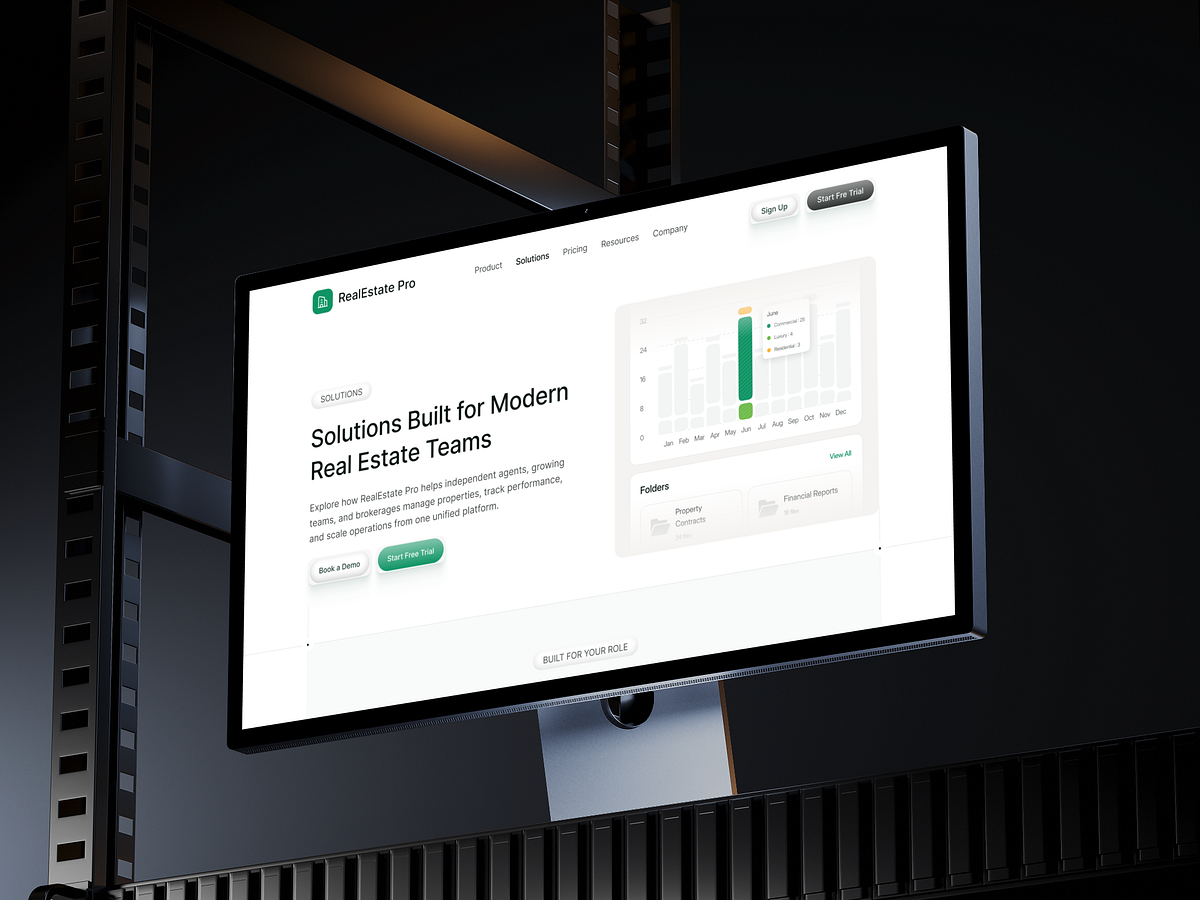 Solutions Page for Modern Real Estate SaaS Website Image 1