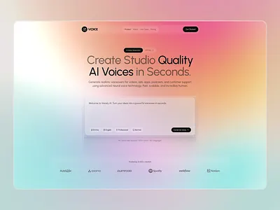 AI Voice Generator Website ai landing page ai voice ai voice generator website ai website design product saas website text to speech website text to voice voice ai voice generator web website design