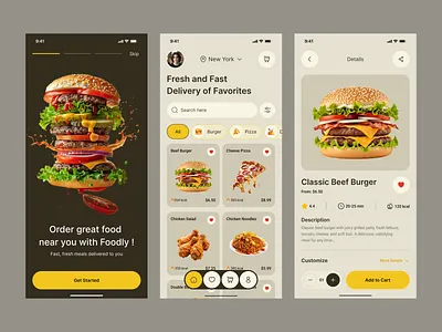 Food Delivery App UI Design app design fast food food food app food app design food application food delivery food delivery app food order food ordering mobile mobile app design restaurant restaurant app