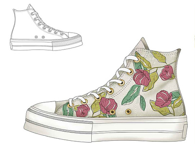 Shoes design design flower footwear graphic design illustration pattern shoes sneaker