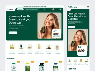 Pharmacy E-commerce Website ecommerce health ecommerce website health product marketplace healthcare landing page medical medical store ui online pharmacy platform oripio pharmacy pharmacy website design product design store supplement store design ux design web design webdesign website wellness ecommerce design