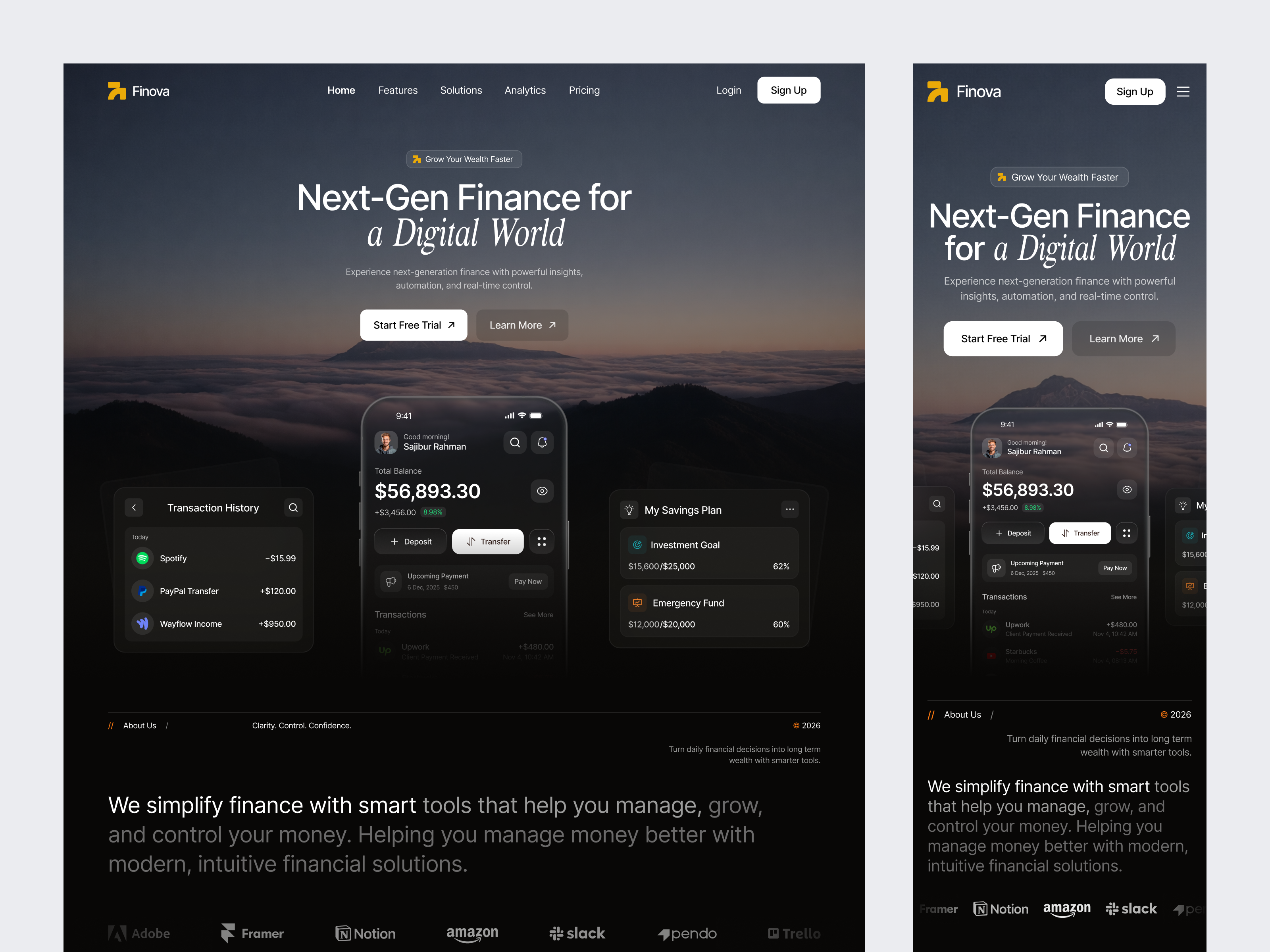 Finance SaaS Landing page design design agency figma template figma uiux finance saas fintech website landing page design landing page ui modern web design oripio saas saas landing page saas ui design saas website ui ui ux design web design website design