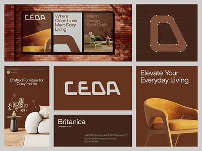 Ceda - Modern Furniture Logo Branding bold wordmark logo brand identity design branding brown color palette clean logo design contemporary furniture brand furniture branding furniture wordmark logo home decor branding logo logo designer minimalist logo minimalist logo design modern wordmark panze studio typeface logo warm brand identity