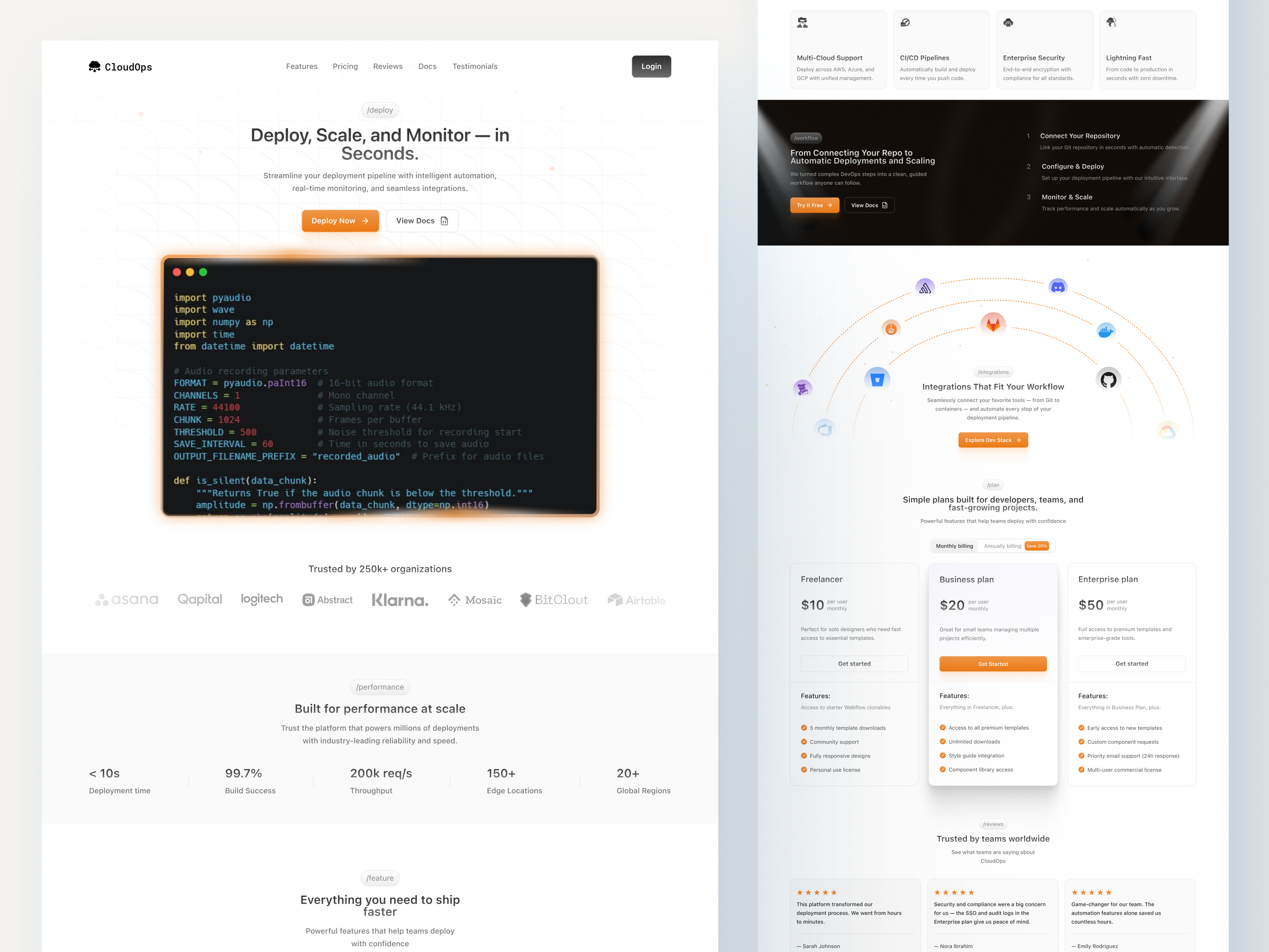 CloudOps SaaS Landing Page – UI/UX Design cloud computing cloud dashboard cloud infrastructure cloud management cloud platform cloud services cloud technology cloudops deployment automation devops devops dashboard devops platform devops tools infrastructure management infrastructure monitoring saas landing page saas platform server management tech landing page