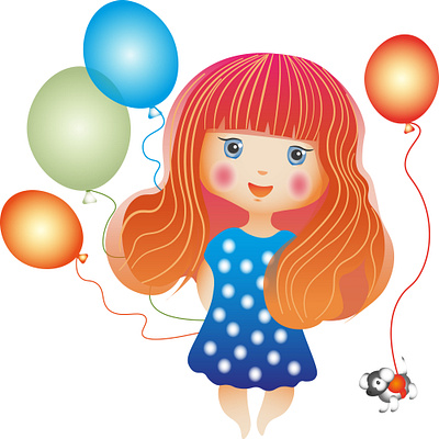 happy compagny ball design dog girl graphic design illustration vector