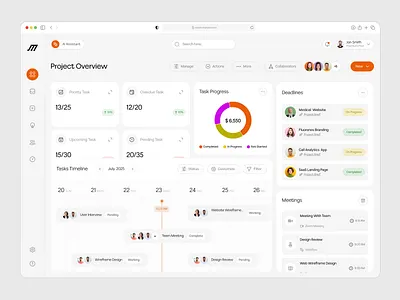 Ai task management dashboard ai ai task management crm dashboard dashboard design management minimalist project saas schedule dashboard task task management ui user experience user interface ux web apps