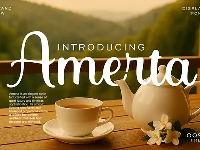 Amerta : Free Font beautiful branding calligraphy classic dislpay elegant font free free font retro romance script typeface wedding