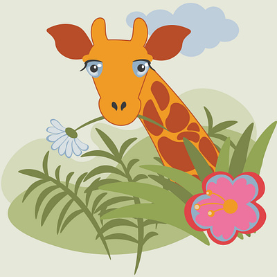 Giraffe and flower design flower giraffe illustration vector