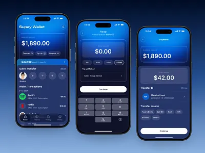 E-Wallet - Mobile Design banking bill blue buy client e wallet ewallet finance financial fintech mobile banking product profesional project transaction ui ui design ux walletapp