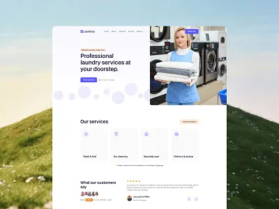 Laundryy — Laundry Service Website booking clean design figma landing page laundry local business service ui design web design webflow