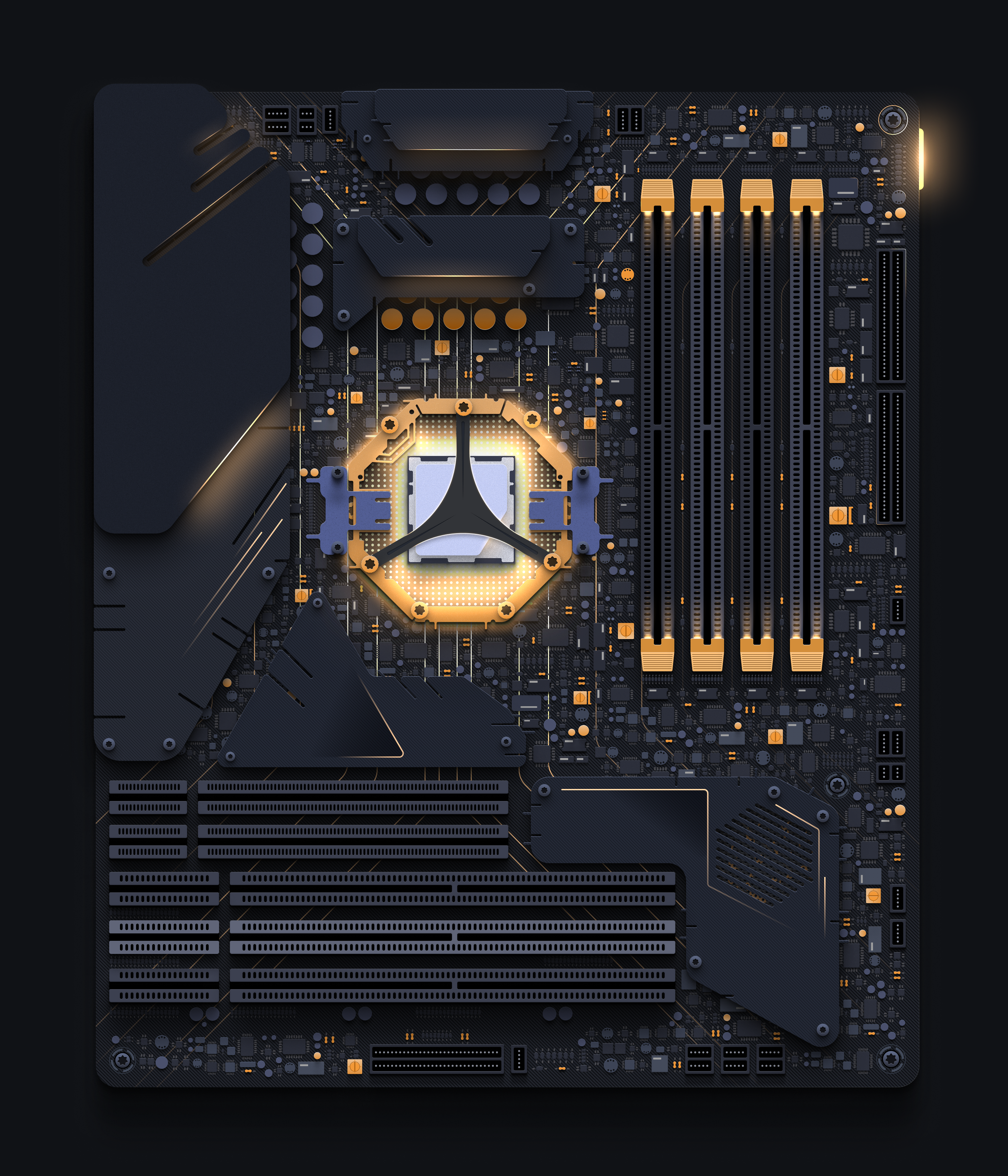 Motherboard UI figma hero lighting motherboard skeumorphism ui ux yellow