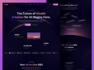 DeFi Crypto Trading Platform Website UI animation blockchain ui crypto exchange crypto trading platform crypto website dark ui defi defi website product saas web app trading platform web web3