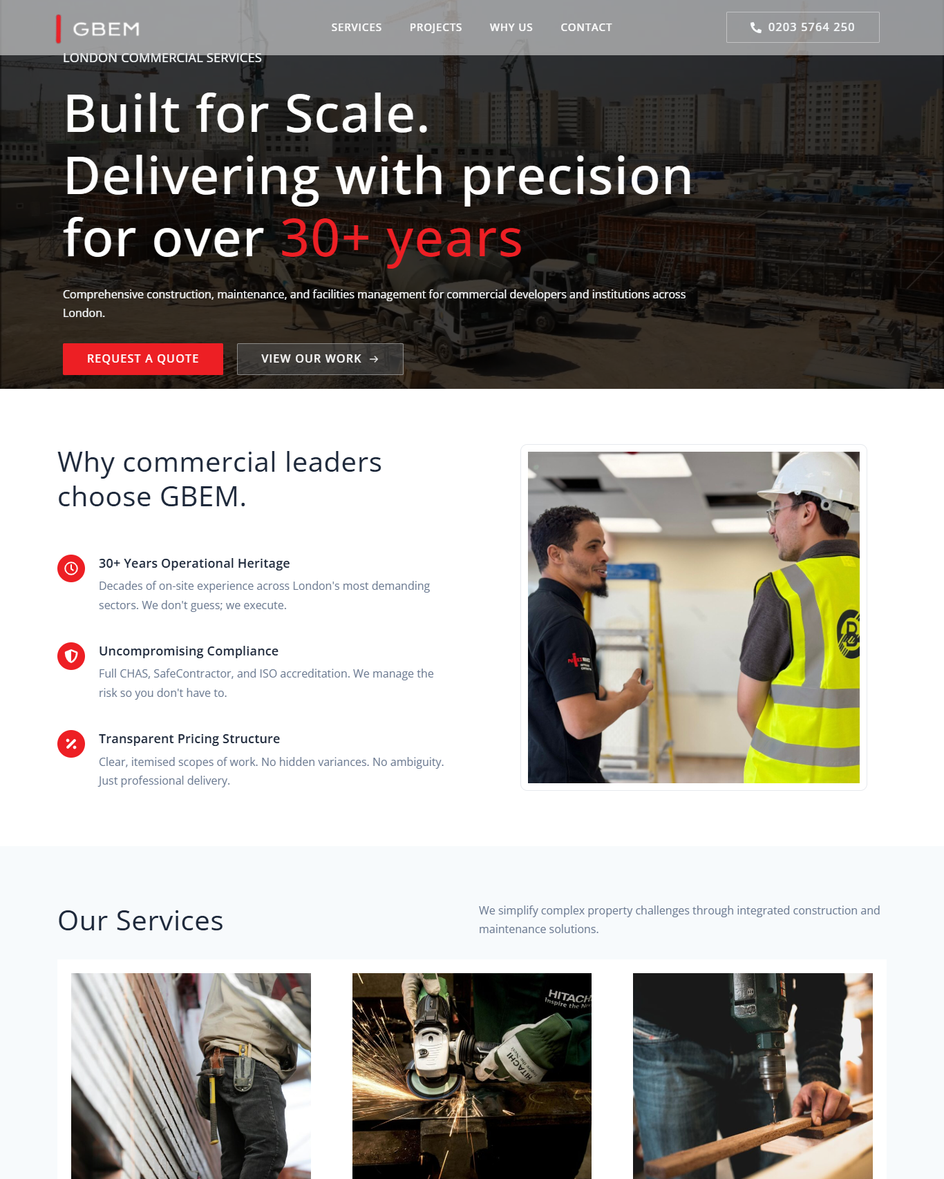 Construction & Facilities Management Website Design branding design graphic design illustration landingpage webdesign webxpart
