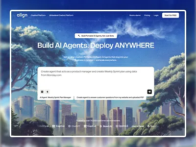 AI Agent Landing Page agency ai agent ai automation ai integration ai platform ai product ai tool ai website artificial intelligence automation hero hero section design integration landing page product design startup ui design ux design web web design