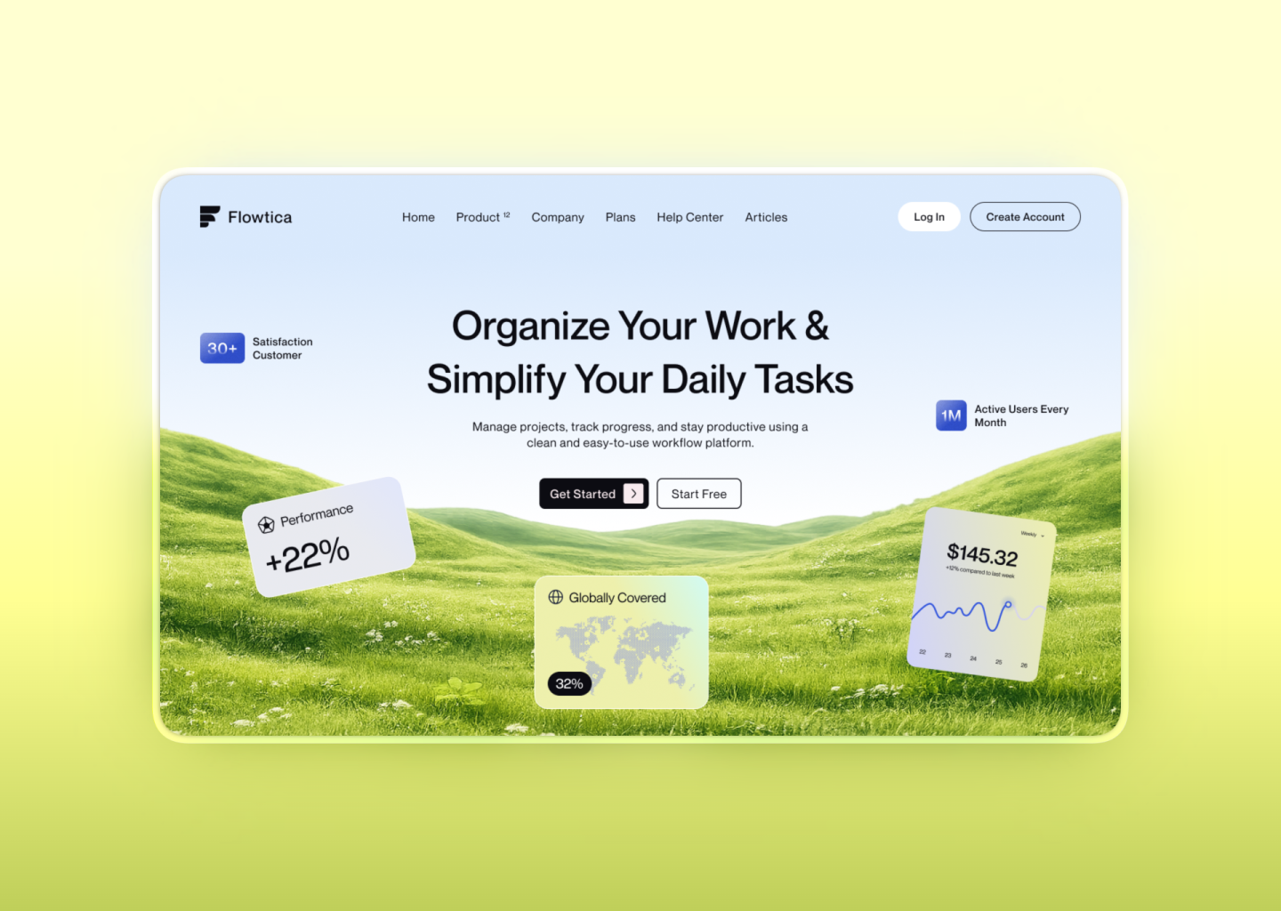 Productivity SaaS Landing Page Hero Section UI Design business productivity app clean landing page design conversion focused landing page dashboard website design digital product design minimal website ui modern hero section productivity app ui productivity platform ui project management ui project management website saas landing page saas website design software platform ui startup saas website task management app tech startup website ui ux design workflow management ui workflow platform design