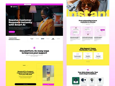 AI-Powered Customer Service Landing Page ai ai interface ai landing page ai platform artificial intelligence call center customer satisfaction customer support helpdesk landing page management recommendation system response saas landing page software support team ui design ux design web web design