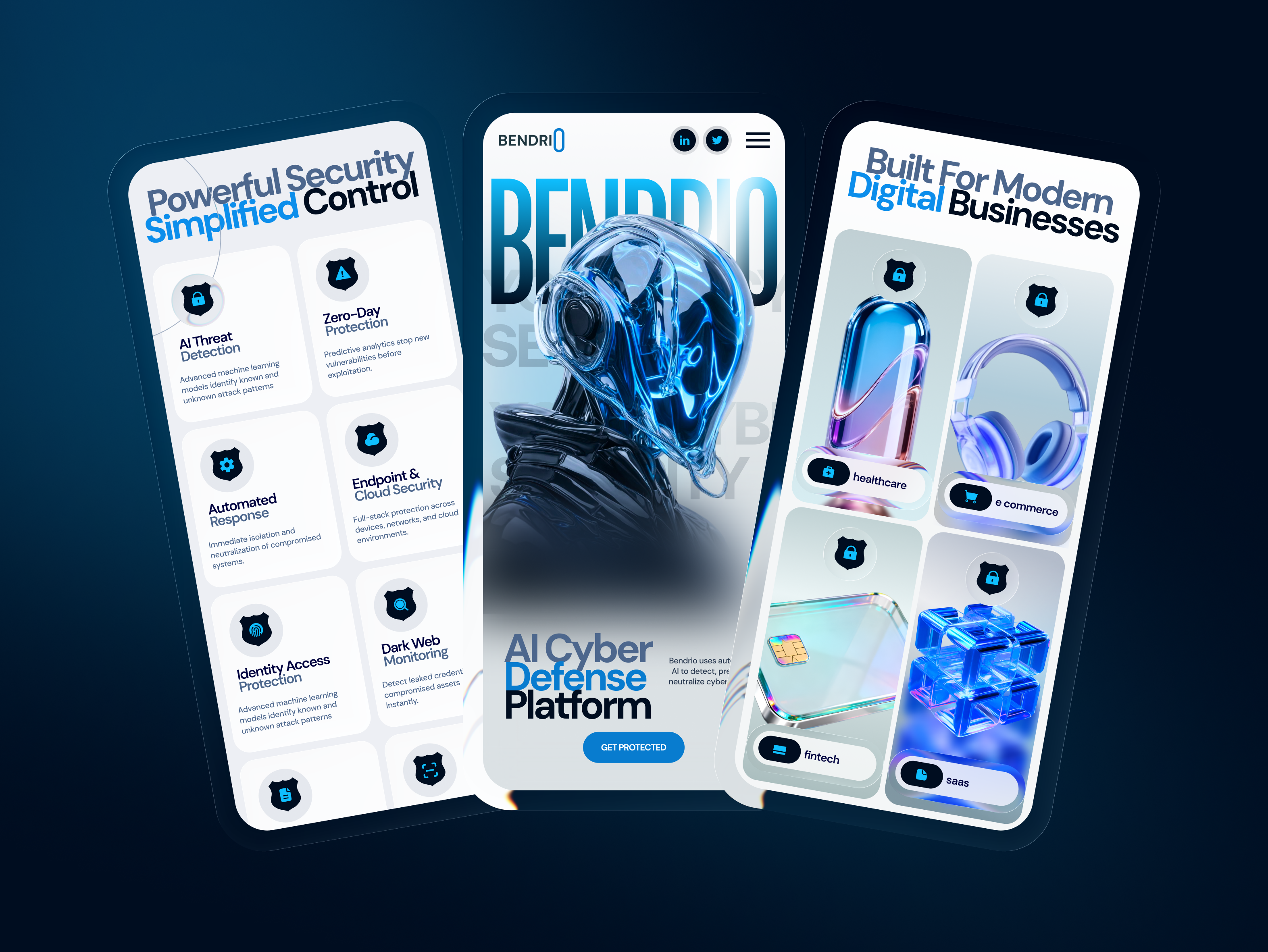 Bendrio - Cyber security website design, ui, Mobile responsive design figma frontend design graphic design landing page ui website website design