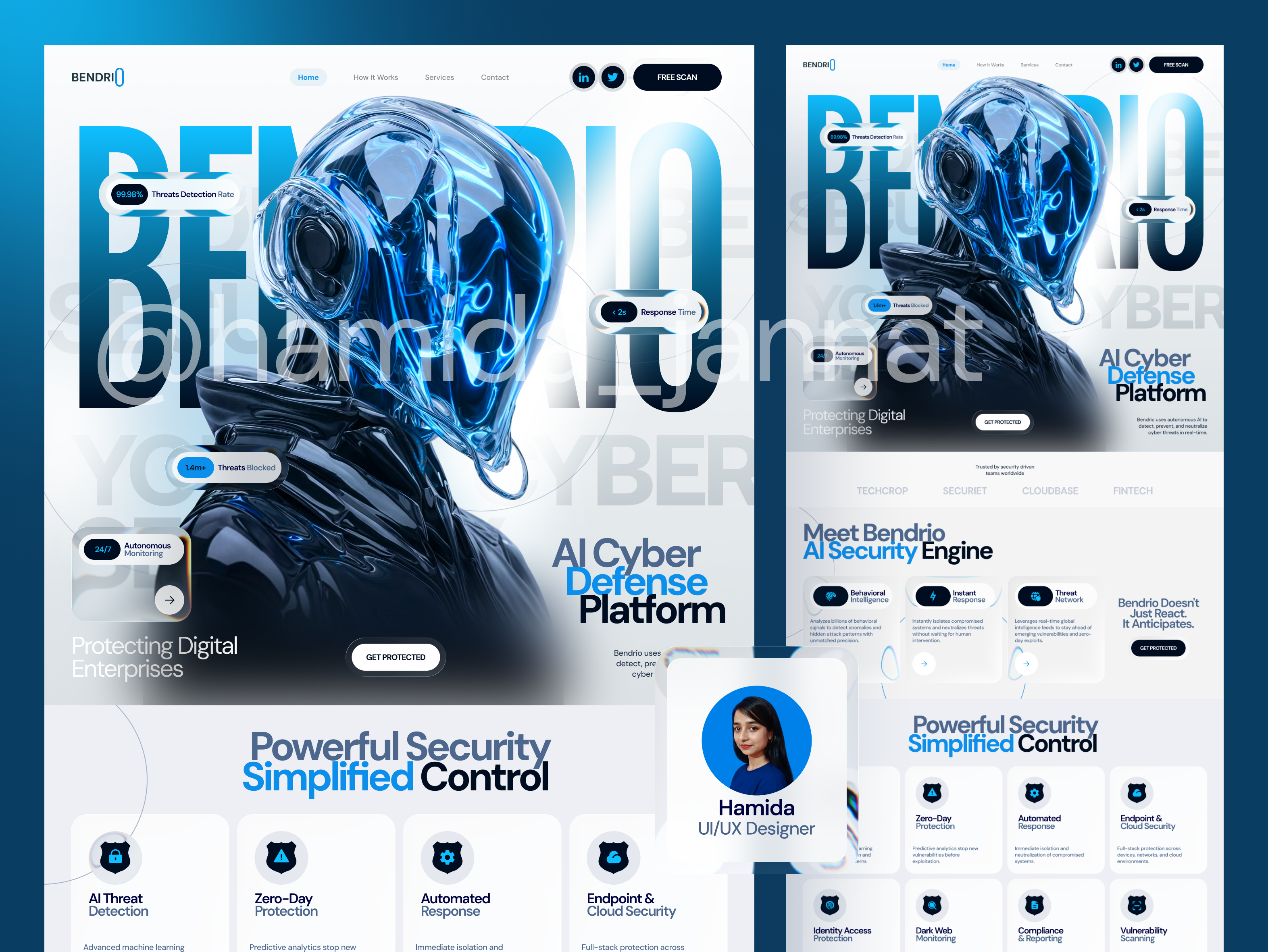 Bendrio - Cyber security website design, ui ux, landing page cyber security cyber security website design design dribbble figma landing page landing page design ui web design website website design