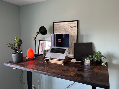 Home workspace Setup desk laptop remote working workspace