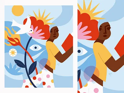 Leading With Intuition adobe illustrator blue digital art illustration pink red vector art white women women empowerment womens day yellow