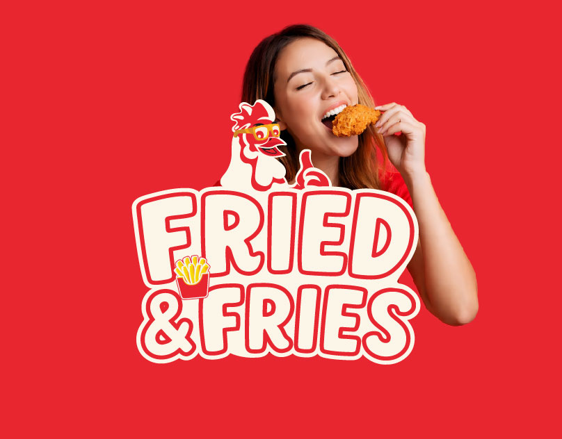 Fried & Fries – Fast Food Brand Identity Design branding chicken restaurant branding fast food branding fast food logo design food brand design food packaging design fried chicken logo logo modern food branding packaging design restaurant brand identity
