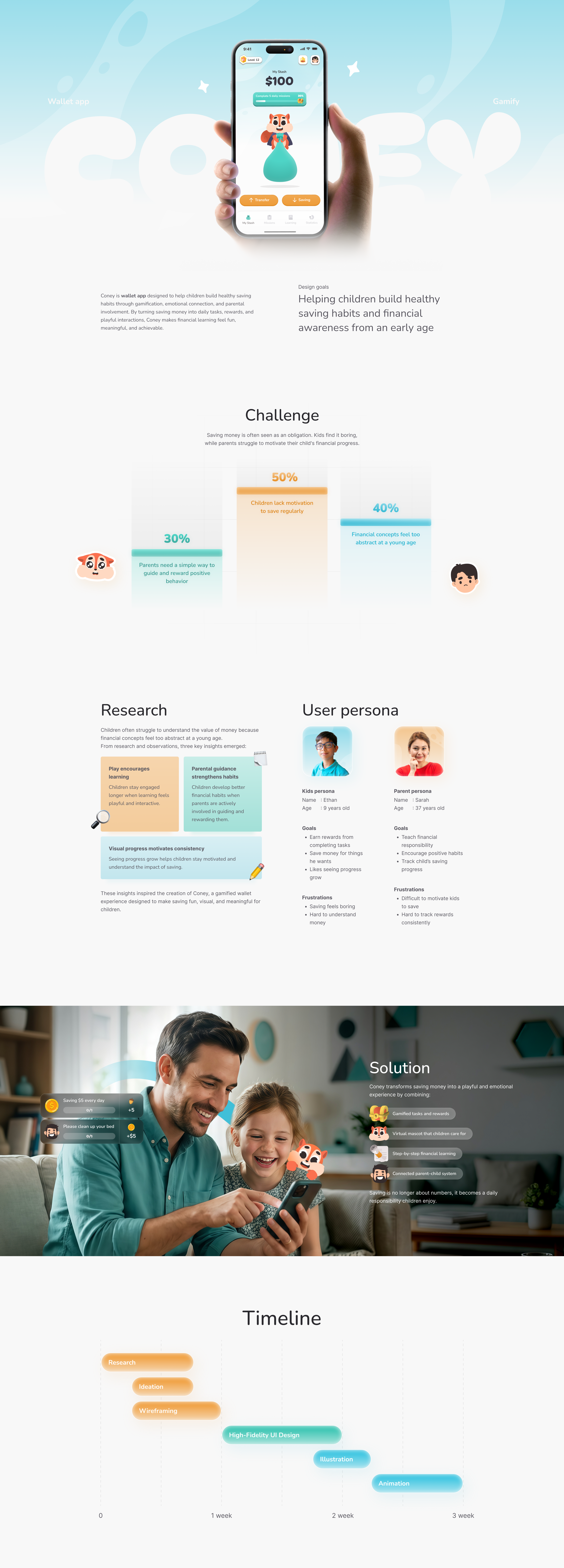 Coney — Gamified Wallet App for Kids animation animation character branding character colorfull education financial education fintech app fresh game kid gamification interaction design kids kids app management money motion graphics quiz ui wallet app wallet kids