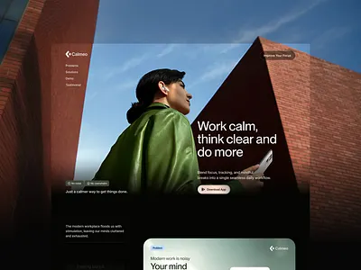 Mindfulness-Driven Productivity App Landing Page design lifestyle website ui meditation meditation app landing page mental health website mindfulness app design mobile app landing page modern saas website productivity app productivity dashboard productivity landing page saas saas landing page ui ui ux wellbeing website wellness app ui wellness landing page wellness ui design
