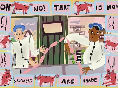 Oh No! That's How Sausages are Made! (2023) 2d character design concept art digital drawing illustration vector