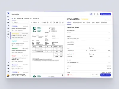 AI Invoicing — Book Keeping View ai ai invoice book keeping view cards ui clean dashboard design system flat invoice ui kanban micro interactions minimal saas shadcn shadcnui tailwind web app