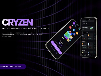 CRYZEN – Crypto Portfolio Tracker UI aesthetic art banking bitcoin crypto dailyui darktheme figma finance mobileui ui ux
