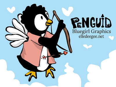 Penguin Cupid - Penguid animals cupid digital art humor illustration penguin valentines day vector
