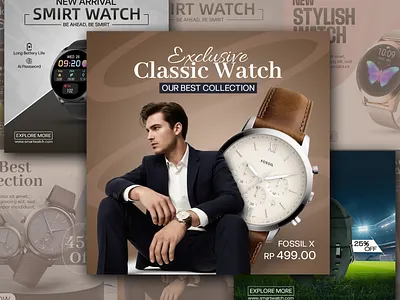 Premium Classic Watch Promotional Banner Design for Social Media canva design canva templates classic watch ad graphic design luxury watch premium watch social media post watch ad banner watch ad design watch banner watch branding watch campaign watch creative watch design watch display ad watch graphics watch marketing watch poster watch promotion watch social ad
