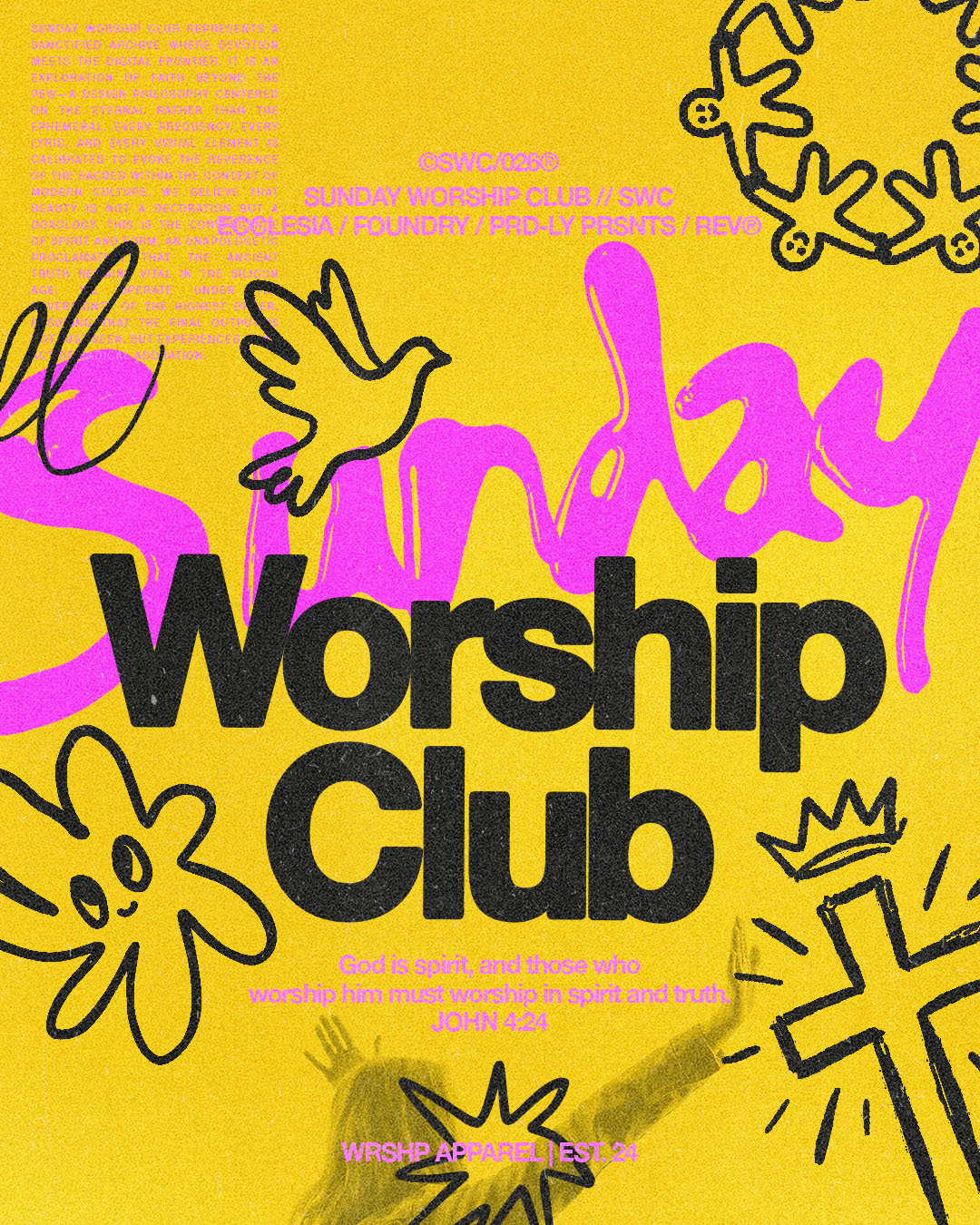 Sunday Worship Club | Christian Poster christian church editorial design god graphic design jesus poster sermon social media type design