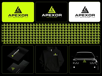 APEXOR apexor bold branding clean dribbble geometric graphic design identity logo logotype minimal modern monogram neon startup tech vector visual identity