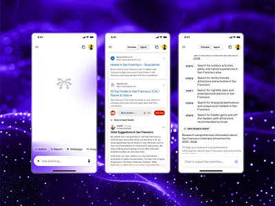 AI agentic browser - eternal design mobile ui ux