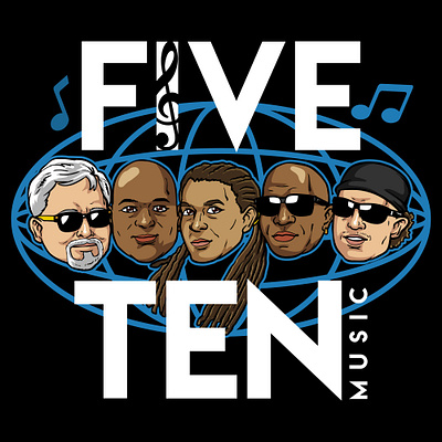 FiveTen Music a america artist branding cartoon character design entertainment fun fusion graphic design icon illustration jazz logo mascot music ui vector