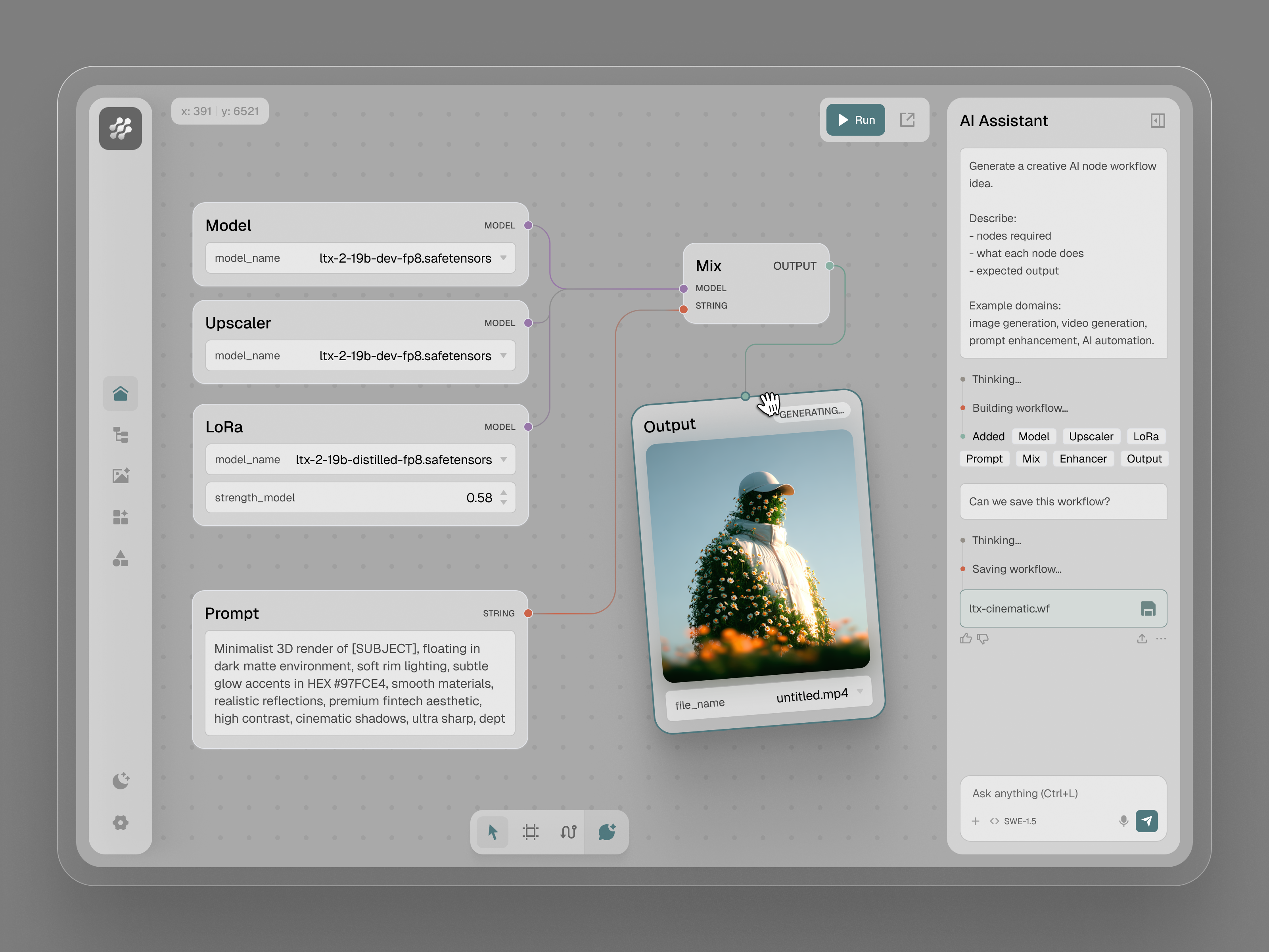 Node-Based AI Workflow Builder | Product UI