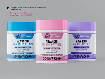 Collagen Supplements Jar Label & Packaging Design bottle branding business business identity capsule collagen container cosmetic jar label label label design marketing medicine moisturizer package packaging plastic supplement supplements treatment