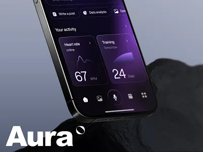 UI/UX Design for AURA App - personal AI assistant afterglow ai app app design assistant charts dark lifestyle minimal mobile mobile app personal app planner ui ux