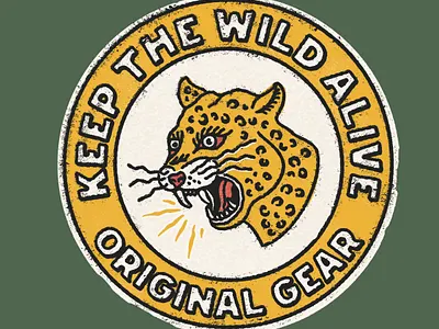 Keep the Wild Alive! artwork badge badge design branding graphic design illustration leopard illustration leopard tattoo retro design vintage vintage design
