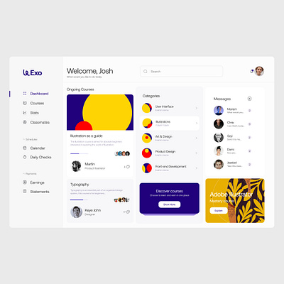 Exo learning- Dashboard app dashboard design ui ux