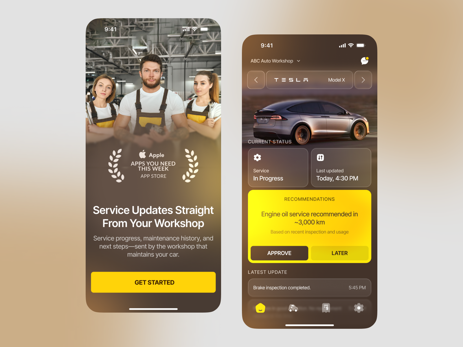 Example of Auto Workshop Service App – Mobile UI Concept