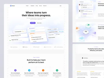 Neuron — Project Management SaaS Landing Page clean design hero landing page management project project management saas soft color task management task tracking time management tools ui web design website workflows workspace