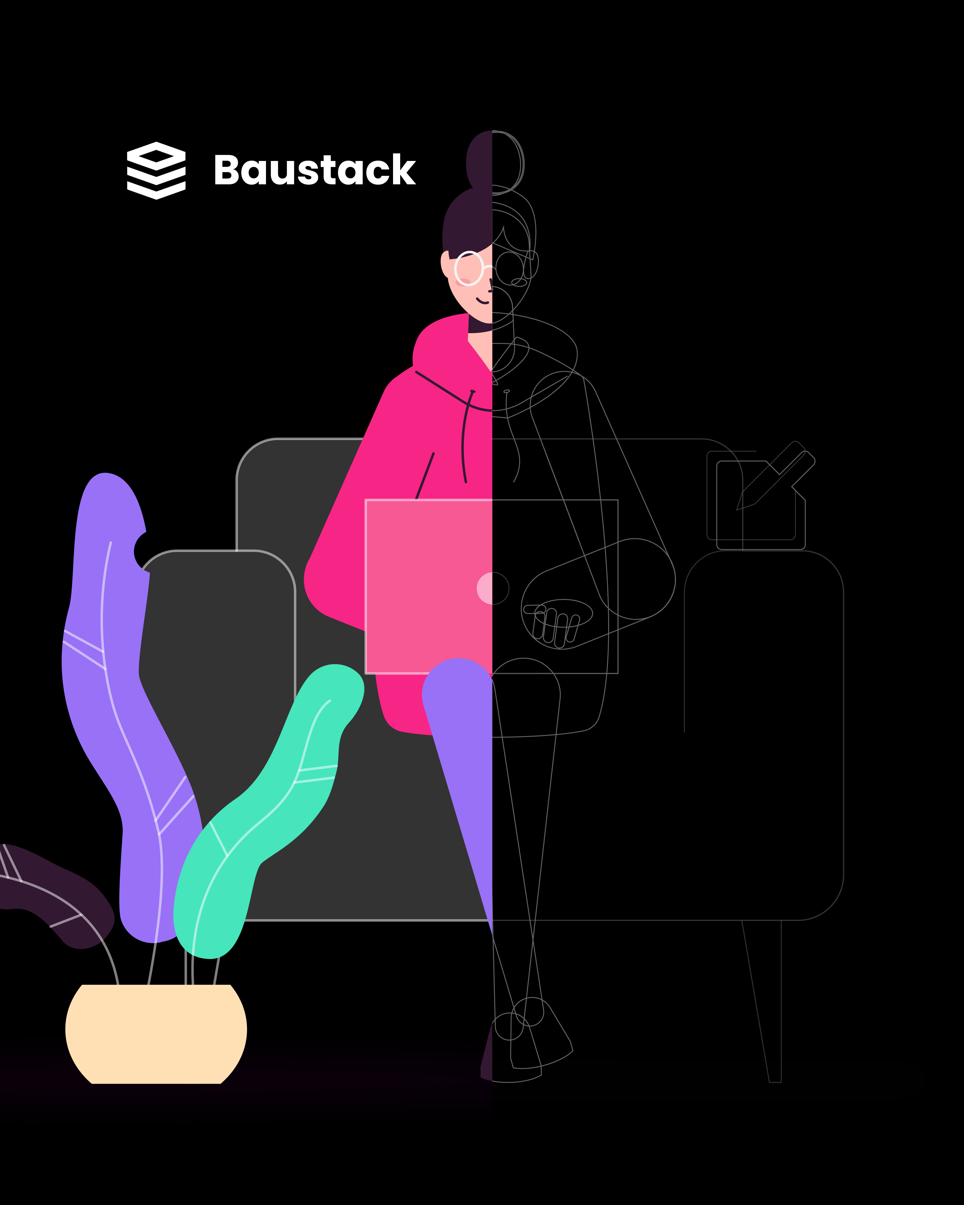 Ilustrações de personagens para: Baustack branding design graphic design illustration logo ui vector