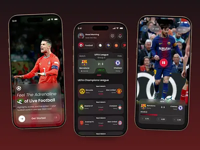 GoalPulse – Live Football Streaming Mobile App UI fantasy football football app football fixtures football match highlights football streaming game app live football live score app live score app design live sports app live streaming app match tracker mobile app mobile app design premier league app real time score app score tracking sports app streaming app web