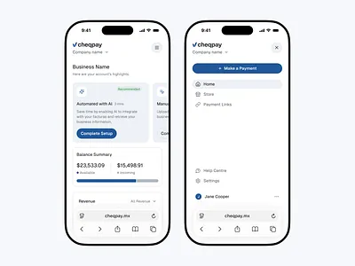 Payments overview account setup balance summary banking app ui clean dashboar financial analytics flat minimal mobile dashboard ui mobile fintech app navigation drawer payment activity revenue tracking saas shadcn shadcnui wallet dashboard
