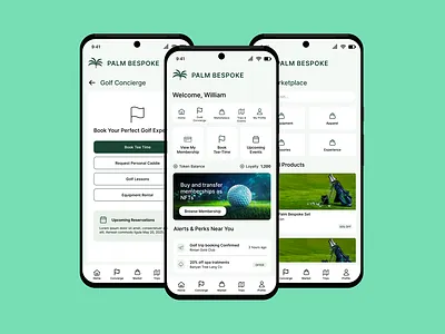PALM BESPOKE GOLF MOBILE APP DESIGN app design branding design mobile design ui ux