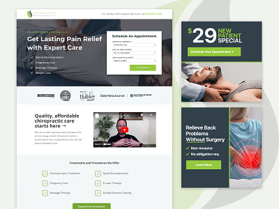 Stanlick Chiropractic // Landing Page & Ads cro landing page marketing social ads