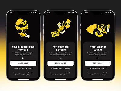Max Wallet – Crypto Wallet | Onboarding screen ai crypto app design app ui crypto app crypto finance app defi digital banking platform illustration interface mobile mobile app mobile ui nft onboarding product design saas ui wallet app web3 web3 app web3 wallet